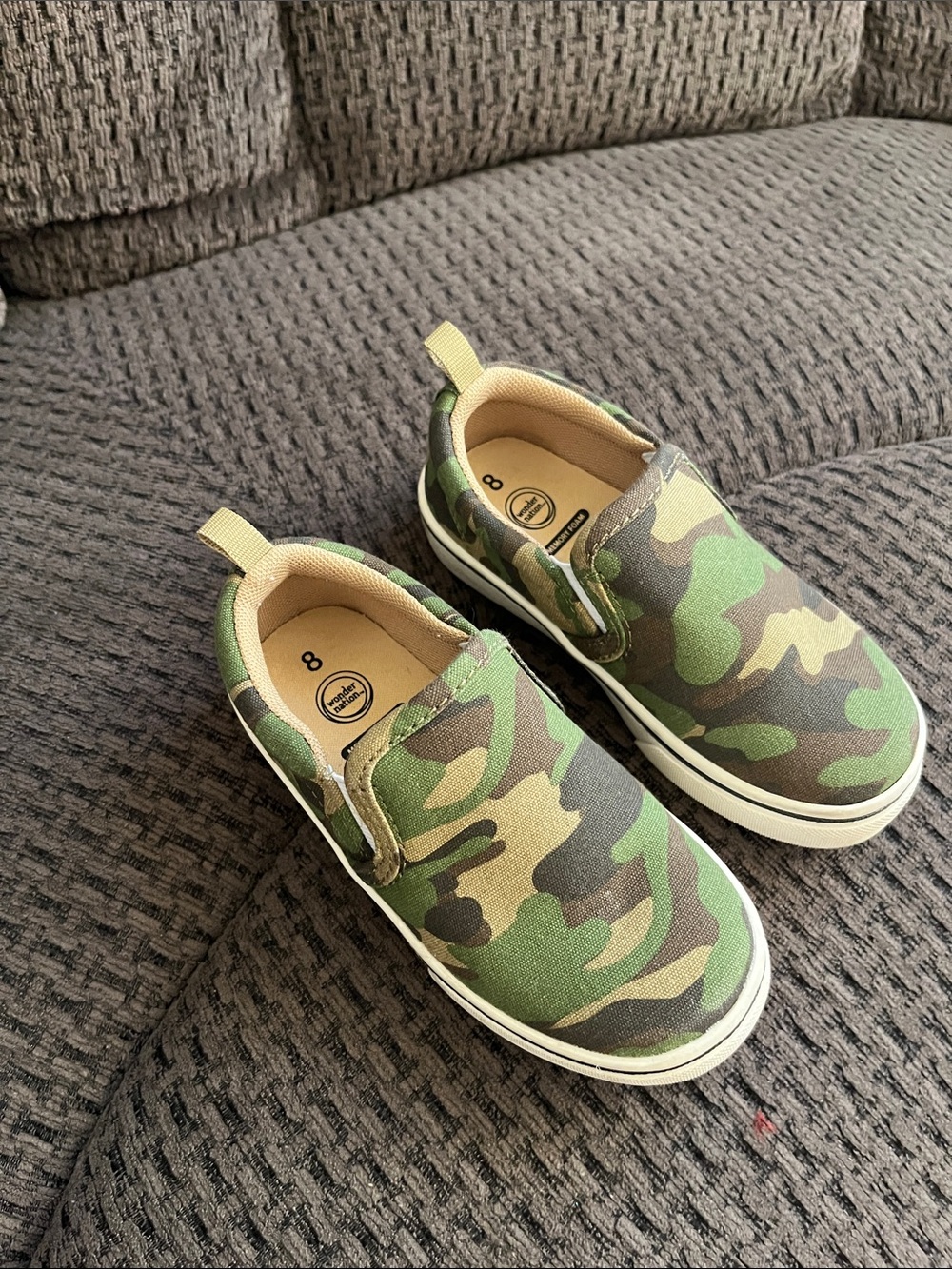 wonder nation Kids Camo Slip-On Sneakers - Green & Brown
